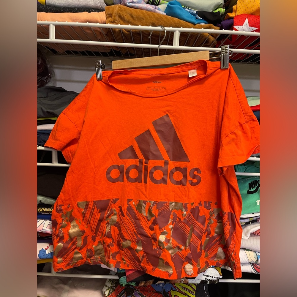 Adidas women’s crop top Orange Graphic T-Shirt